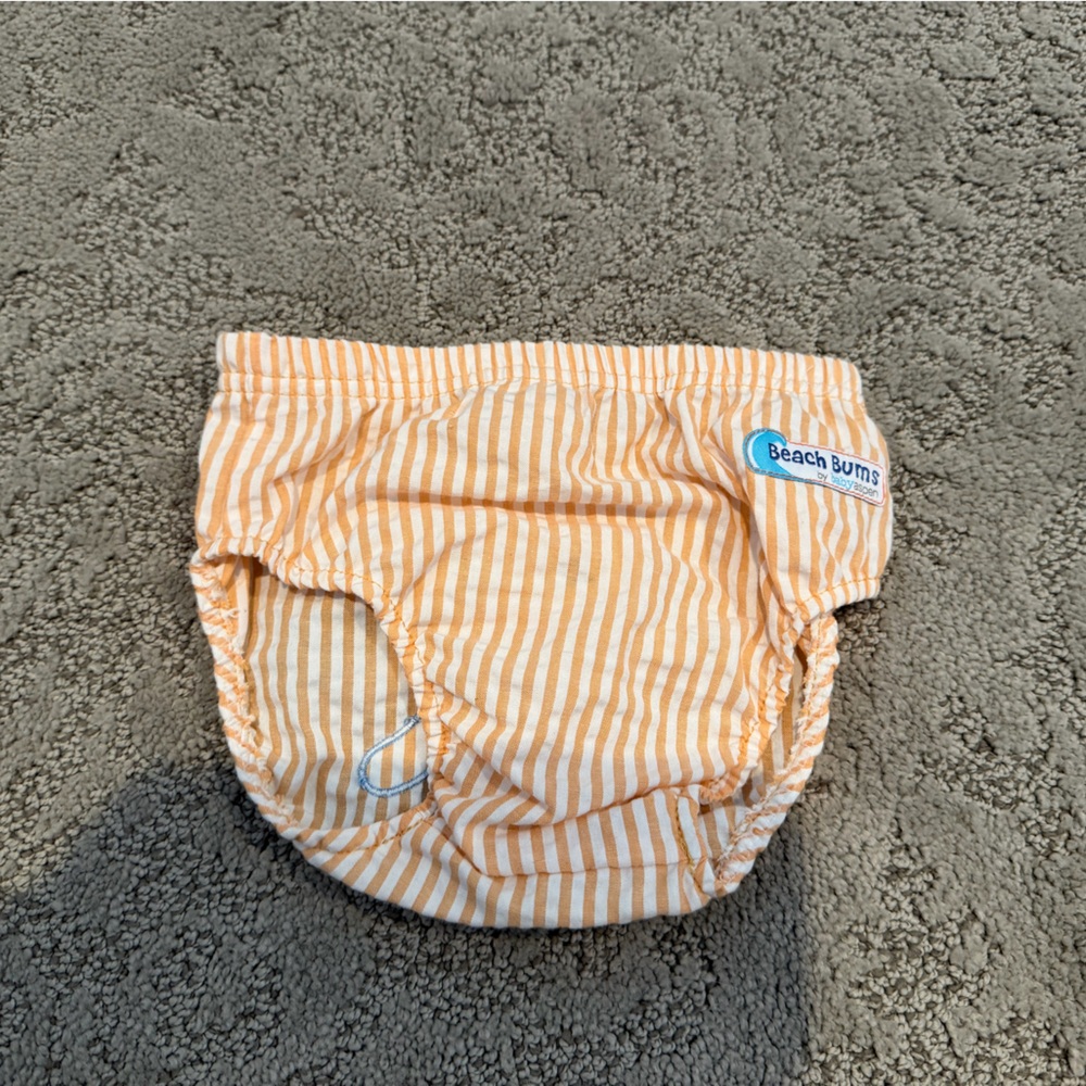 Baby Aspen Striped Diaper Cover - Orange and White